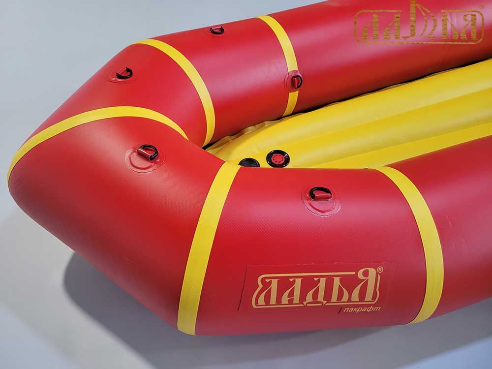 Надувной пакрафт Ладья ЛП-245 Каяк Комфорт красный с желтым