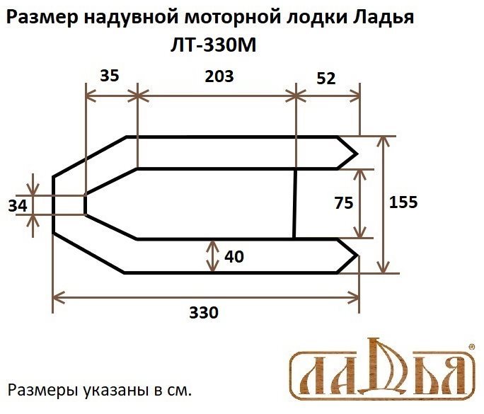 Схема моторной надувной лодки ПВХ Ладья ЛТ-330МВЕ